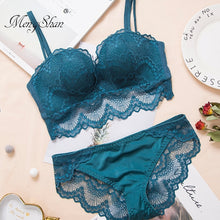 Load image into Gallery viewer, Comfortable Gathering Sexy Underwear Suit push up bra Ring free lace