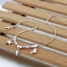 Load image into Gallery viewer, sterling silver anklets for woman moon foot chain
