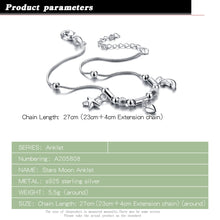 Load image into Gallery viewer, sterling silver anklets for woman moon foot chain
