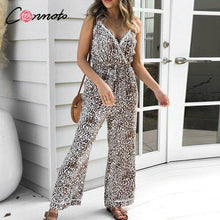 Load image into Gallery viewer, Sexy leopard print V neck jumpsuit Summer casual sling women - Sophornlilly