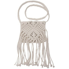 Load image into Gallery viewer, Cotton Rope Hollow Out Women Tassel Messenger Bag White Handmade