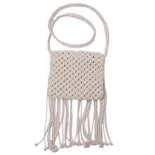 Load image into Gallery viewer, Cotton Rope Hollow Out Women Tassel Messenger Bag White Handmade