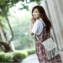 Load image into Gallery viewer, Cotton Rope Hollow Out Women Tassel Messenger Bag White Handmade
