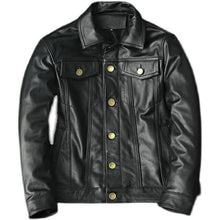 Load image into Gallery viewer, Cowboy Genuine Leather Jacket Cowhide Motorcycle Jacket Men Coat Short