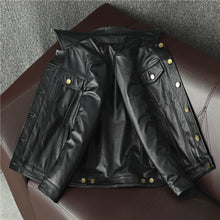 Load image into Gallery viewer, Cowboy Genuine Leather Jacket Cowhide Motorcycle Jacket Men Coat Short