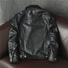 Load image into Gallery viewer, Cowboy Genuine Leather Jacket Cowhide Motorcycle Jacket Men Coat Short
