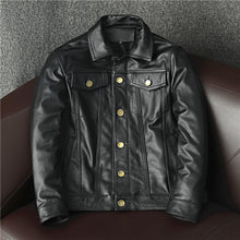 Load image into Gallery viewer, Cowboy Genuine Leather Jacket Cowhide Motorcycle Jacket Men Coat Short