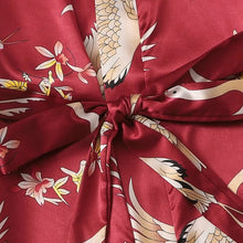 Load image into Gallery viewer, Crane Animal Printed Satin Pajamas Set With Robe Women Loungewear 3Pcs