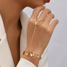 Load image into Gallery viewer, Creative Butterfly Link Chain Bracelet Connected Finger Ring Bangle