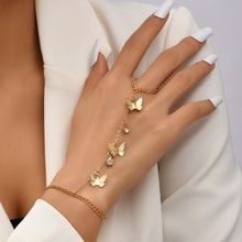 Load image into Gallery viewer, Creative Butterfly Link Chain Bracelet Connected Finger Ring Bangle