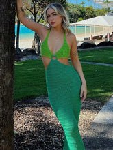 Load image into Gallery viewer, Crochet Maxi Dress Women Cut Out Sexy Beach Halter Backless Summer