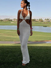 Load image into Gallery viewer, Crochet Maxi Dress Women Cut Out Sexy Beach Halter Backless Summer