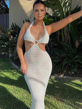 Load image into Gallery viewer, Crochet Maxi Dress Women Cut Out Sexy Beach Halter Backless Summer