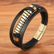 Load image into Gallery viewer, Cross Style Multi Layer Design Stainless Steel Fashion Men&#39;s Leather