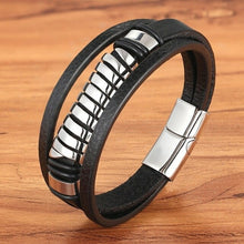 Load image into Gallery viewer, Cross Style Multi Layer Design Stainless Steel Fashion Men&#39;s Leather