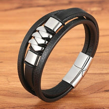 Load image into Gallery viewer, Cross Style Multi Layer Design Stainless Steel Fashion Men&#39;s Leather