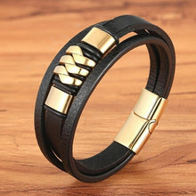 Load image into Gallery viewer, Cross Style Multi Layer Design Stainless Steel Fashion Men&#39;s Leather