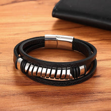 Load image into Gallery viewer, Cross Style Multi Layer Design Stainless Steel Fashion Men&#39;s Leather