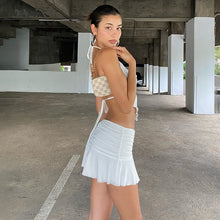 Load image into Gallery viewer, Cryptographic White Sleeveless Sexy Halter Rhombus Crop Tops for Women