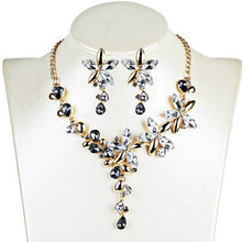 Load image into Gallery viewer, Crystal Five Leaves Flowers Rhinestone Statement Gothic Necklace