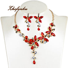 Load image into Gallery viewer, Crystal Five Leaves Flowers Rhinestone Statement Gothic Necklace