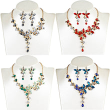 Load image into Gallery viewer, Crystal Five Leaves Flowers Rhinestone Statement Gothic Necklace