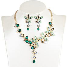Load image into Gallery viewer, Crystal Five Leaves Flowers Rhinestone Statement Gothic Necklace