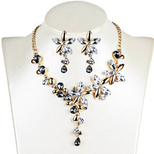 Load image into Gallery viewer, Crystal Five Leaves Flowers Rhinestone Statement Gothic Necklace