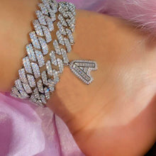 Load image into Gallery viewer, Crystal Hip Hop Cuban Link Initial A Z Alphabet Anklet
