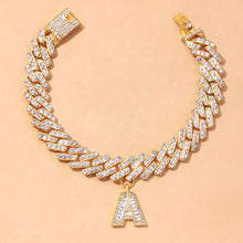 Load image into Gallery viewer, Crystal Hip Hop Cuban Link Initial A Z Alphabet Anklet