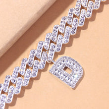 Load image into Gallery viewer, Crystal Hip Hop Cuban Link Initial A Z Alphabet Anklet