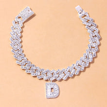 Load image into Gallery viewer, Crystal Hip Hop Cuban Link Initial A Z Alphabet Anklet
