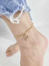 Load image into Gallery viewer, Crystal Zircon Tiny A Z Initial Letter Ankle Bracelet Alphabet Anklets