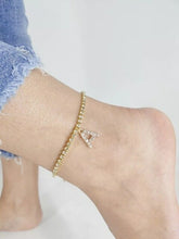 Load image into Gallery viewer, Crystal Zircon Tiny A Z Initial Letter Ankle Bracelet Alphabet Anklets