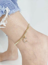 Load image into Gallery viewer, Crystal Zircon Tiny A Z Initial Letter Ankle Bracelet Alphabet Anklets