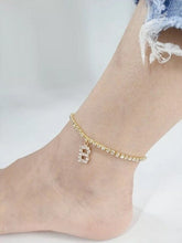Load image into Gallery viewer, Crystal Zircon Tiny A Z Initial Letter Ankle Bracelet Alphabet Anklets