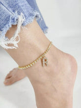 Load image into Gallery viewer, Crystal Zircon Tiny A Z Initial Letter Ankle Bracelet Alphabet Anklets