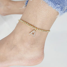 Load image into Gallery viewer, Crystal Zircon Tiny A Z Initial Letter Ankle Bracelet Alphabet Anklets