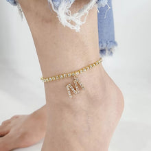 Load image into Gallery viewer, Crystal Zircon Tiny A Z Initial Letter Ankle Bracelet Alphabet Anklets