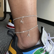 Load image into Gallery viewer, Crystal Zircon Tiny A Z Initial Letter Ankle Bracelet Alphabet Anklets