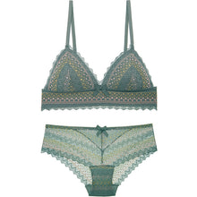 Load image into Gallery viewer, Cup triangle wire free sexy sleepwear retro embroidery contrast color