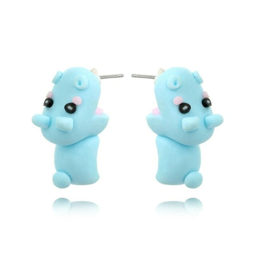 Cute Animal Bite Earring Polymer Clay Studs 3D Clay Earrings Handmade