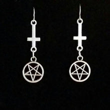 Load image into Gallery viewer, Cute Punk Inverted Cross Pentagram Satanic Gothic Drop Earring Fashion
