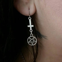 Load image into Gallery viewer, Cute Punk Inverted Cross Pentagram Satanic Gothic Drop Earring Fashion
