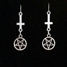 Load image into Gallery viewer, Cute Punk Inverted Cross Pentagram Satanic Gothic Drop Earring Fashion