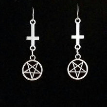 Load image into Gallery viewer, Cute Punk Inverted Cross Pentagram Satanic Gothic Drop Earring Fashion