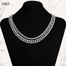 Load image into Gallery viewer, D&amp;Z 1 set 13 MM Cuban Chain 5 MM Tennis Chain Bling Iced Out