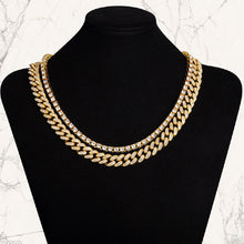 Load image into Gallery viewer, D&amp;Z 1 set 13 MM Cuban Chain 5 MM Tennis Chain Bling Iced Out