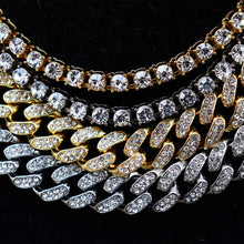 Load image into Gallery viewer, D&amp;Z 1 set 13 MM Cuban Chain 5 MM Tennis Chain Bling Iced Out