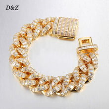 Load image into Gallery viewer, D&amp;Z New 21mm Iced Out Baguette Prong Cuban Link Bracelet Box Buckle